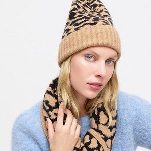 J. Crew Leopard-print Beanie In Supersoft Yarn